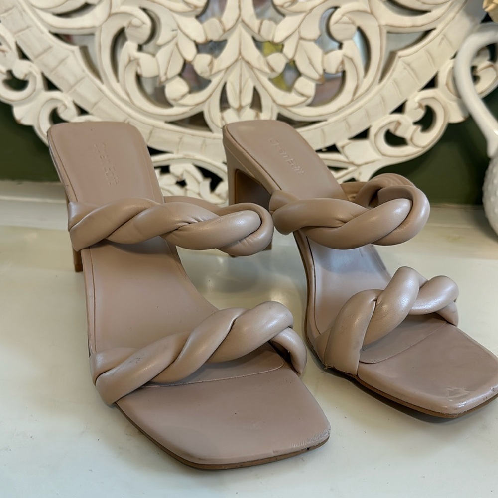 Open Edit Remmy Twist Heeled Sandal Beige size 10